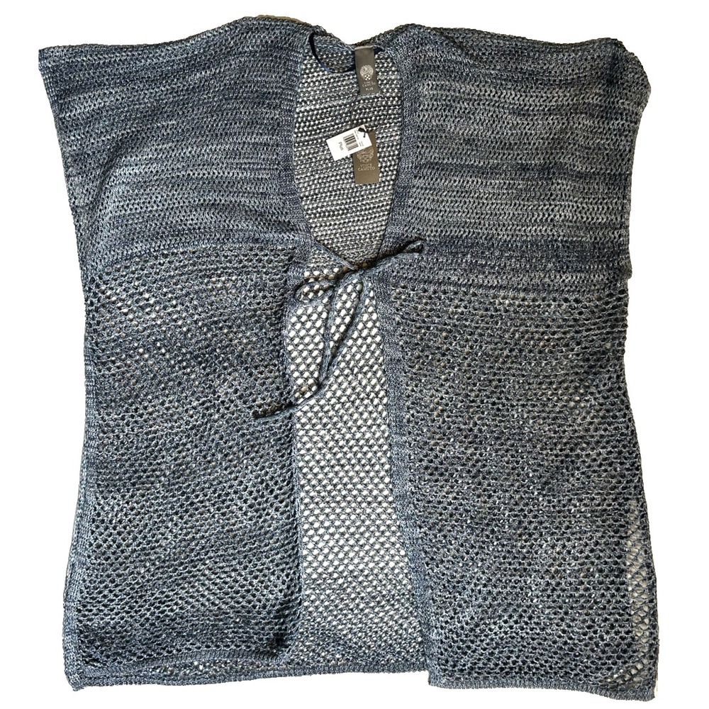 NWT Vince Camuto Perfect Plus Kimono Open Weave Sweater Blue Size 1 to 3XL